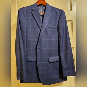Lauren Ralph Lauren Green Label Blue Window-pane/Plaid Style Blazer